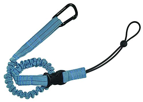 FallTech 5027E Tool Lanyard - Heavy-Duty, 15 lb Tool Capacity, Speed-Clip Loop and Carabiner, Expands from 38" to 50", Blue