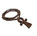Crescendo SJ INC New ANKH Cross Wood Pendant 6mm/36 Wood Bead Chain Hip Hop Necklace XJ217BR