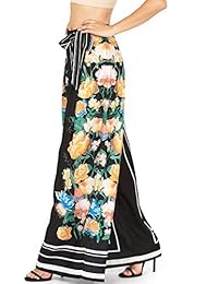 Celos Tomate dama Juniors plisado floral de pierna ancha pantalones
