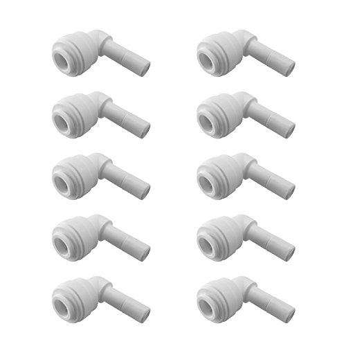 Express Water Stem Elbow 1/4 Fitting Quick Connection Parts for Water Filters and Reverse Omosis RO Systems - 10 Pack