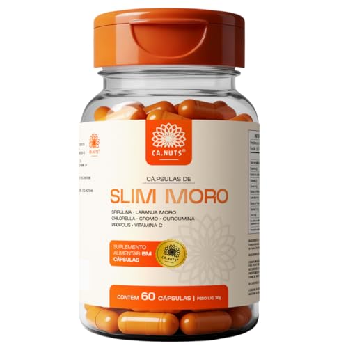 Slim Moro Cápsulas Ca.nuts | 60 Cápsulas | Extrato de Laranja Moro + Spirulina + Chlorella + Cromo + Curcumina + Própolis + Vitamina C (1 Pote)