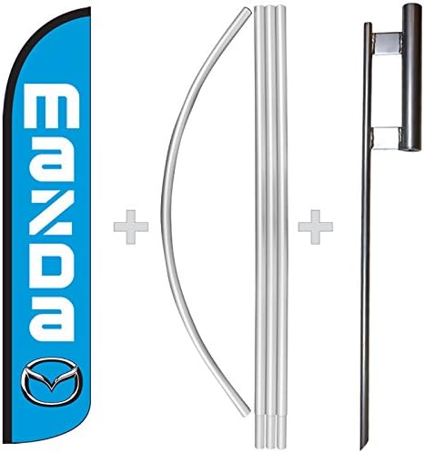 Mazda Windless Full Sleeve Swooper Feather Flag, Flagpole, & Ground Spike Kit