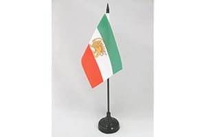 Iran Old Persia Table Flag 4'' x 6'' - Persian Desk Flag 15 x 10 cm - Black plastic stick and base - AZ FLAG