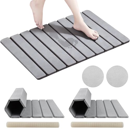 TQHVAF 2 Piezas,Tapete de Baño de Piedra de Diatomita,Tapete Ultra Absorbente de Diatomita,Tapete para Baño Antiderrapante,Secado Rápido y Fácil de Limpiar,Tapete Absorbente Aptas para Cocinas y Baños