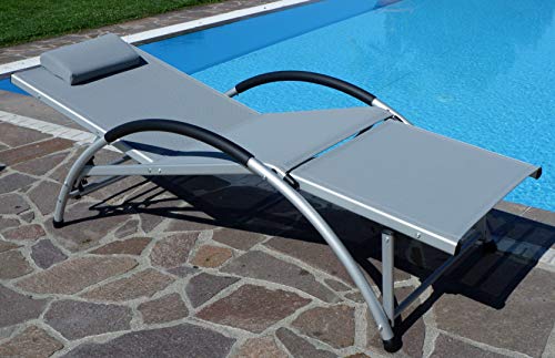 ALEOS. Gartenliege Sonnenliege Fitnessliege Bauchmuskeltrainer stabile Aluminium Konstruktion mit atmungsaktiven Kunststoffgewebe und Kopfpolster FIT-GRAU – Bild 5