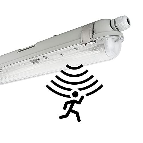 NCC-Licht LED Feuchtraumleuchte Wannenleuchte 150cm 1x 22W T8 Röhre 840 Neutralweiß 4000K IP65 mit Sensor