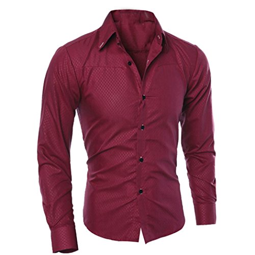 Easytoy Mens Classic Slim Fit Shirts Breathable Long Sleeve Button Down Business Dress Shirt