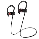 Bluetooth Headphones, Wireless Sport Earphones Over-Ear Waterproof Earbud Behind-Ear Headset, Crystal Clear Sound with Strong Heavy Bass 8 Hours Play, IOS Android Compatible, Hands-Free Calling Mic