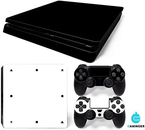 Gaminger PlayStation 4 Slim Design Sticker Skin Set for console + 2 controllers - black white