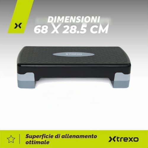 Aerobic Step 68 x 28 cm per Esercizi Cardio e Allenamento Fitness Altezza Regolabile 15-20 cm Resistente in Polipropilene e TPR Step da Aerobica di Alta Qualità Grigio