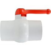Midline Valve 482T600 PVC Ball Valve Red T-Handle Water Shut-Off 6 in. Solvent Connections White Plastic, 6