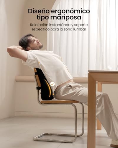 Almohada de Apoyo Lumbar para Silla de Oficina, Almohada de Espuma viscoelástica para la Espalda Baja, cojín Lumbar para Silla de Escritorio, Respaldo ergonómico para Silla - Negro