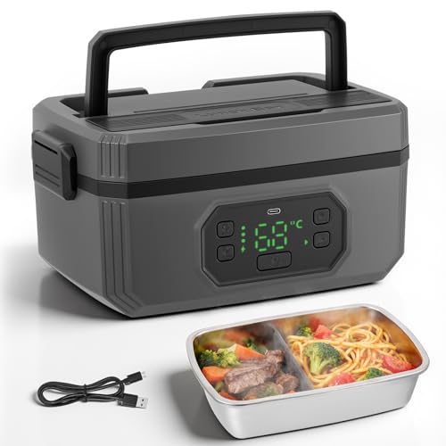 Niktulo Cordless Electric Lunch Box, 24000mAh Self-Heating Food Warmer with 1.2L Airtight Container, Rechargeable Portable Lunch Box