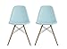 DHP Mid Century Modern Chair with Wood Legs, Set of 2, Light Blue