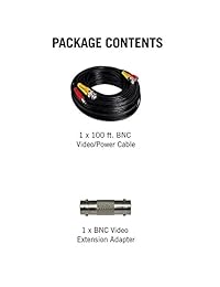 Night Owl Pared Estimada 100 'BNC RCA Cable de extensión, negro (cab-ul2 100 Vp)