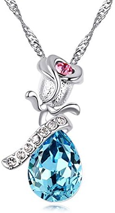 NEEMODA "Rose Fairy Austrian Crystal Necklace, 18 + 2 inches Chain, Gift Box