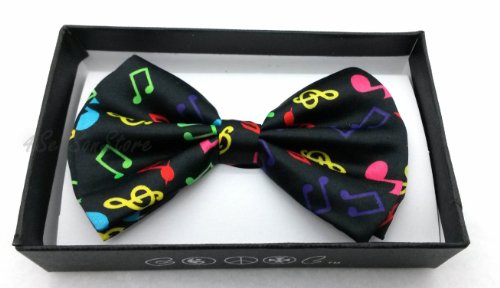 Color Tuxedo Classic Bow Tie, Cravat, Necktie, Neckwear Adjustable Men's Fashion Bowtie - Rainbow Music Notes