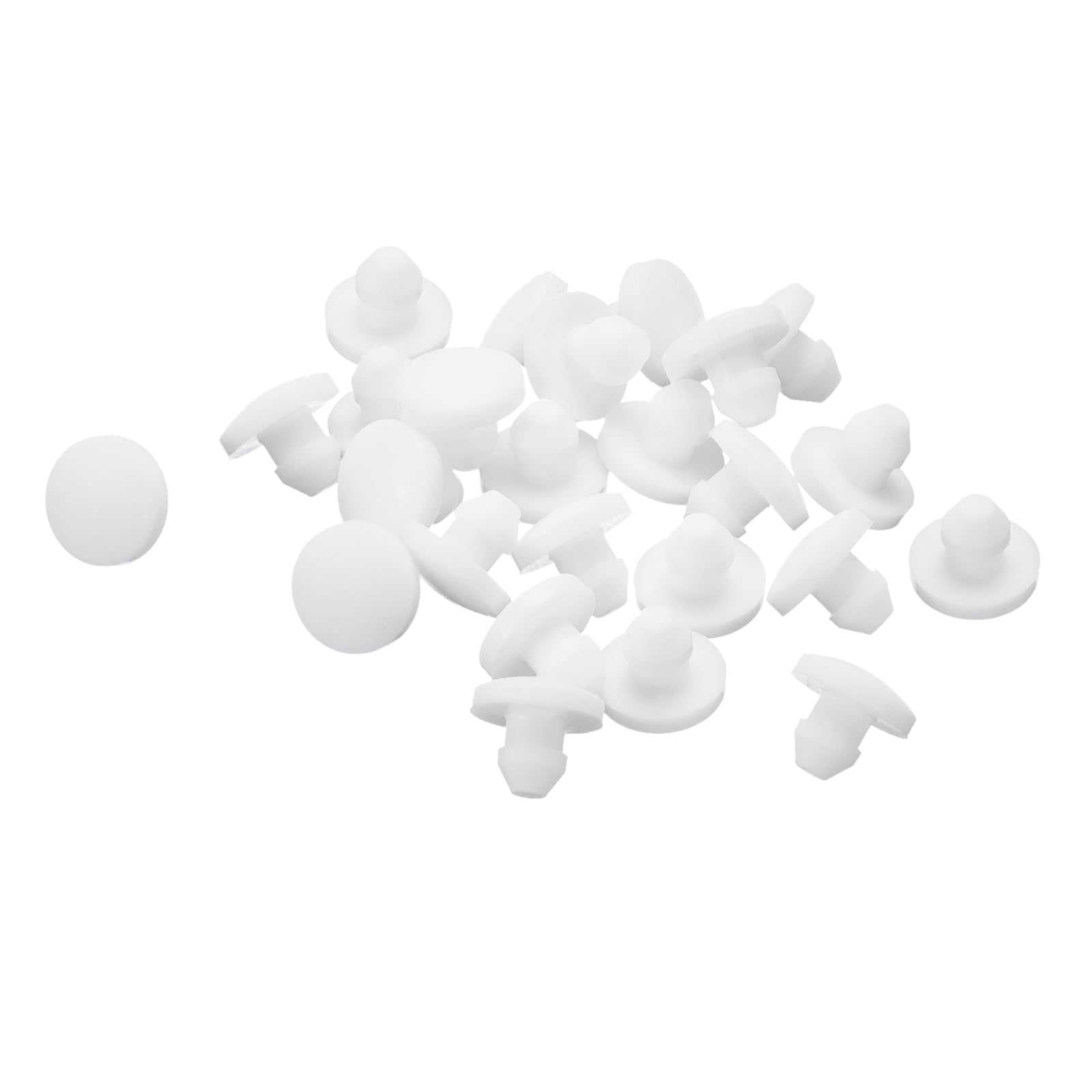 Photo 1 of uxcell 25Pcs Silicone Plugs, Rubber Round Snap in Locking Hole Plugs for 2.5-3mm Hole, Hole Stoppers Waterproof Hole Plug for Metal Tube, Furniture End Caps Inserts, White