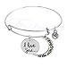 FunnyDay 1PC New Charm Alloy Expandable Wire Bangle Bracelet Crescent Adjustable Pendant Jewelry for Friends&Family (Silver)