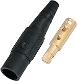 Marinco CLS40MB-A CLS Cam Type, Series 16 Inline, Single Pin Connector, 400 Amp, 600 Volt, 2/0-4/0 AWG, Male - Black (A)