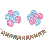 Gender Reveal Party Pack - Baby Shower Decorations - “Boy or Girl” Burlap Banner and Balloons by Sterling James Co. – Pregnancy Announcement
