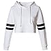 Crop Top Hoodie Long Sleeve Loose Striped for Women Pullover Sweatshirt Black White (S, Striped White Hoodie)