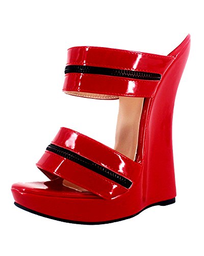 WONDERHEEL Womens Wedges Platform Sandals Red 13 US