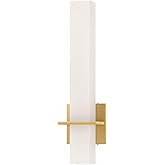 Kuzco Lighting Nepal 18" Wall Sconce | Brushed Gold Finish | Matte Opal Glass Diffuser | Modern Integrated LED Wall Light | M