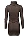 JJ Perfection Women's Ribbed Long Sleeve Turtleneck Bodycon Mini Dress