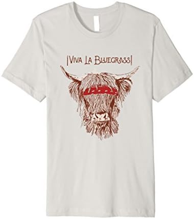 Mens Viva La Bluegrass!  Hippie Festival  Highland Cow Bandana T Large Silver