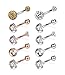 THUNARAZ 10pcs 14G Stainless Steel Belly Button Rings for Women Crystal CZ Ball Screw Navel Bars White/Rose