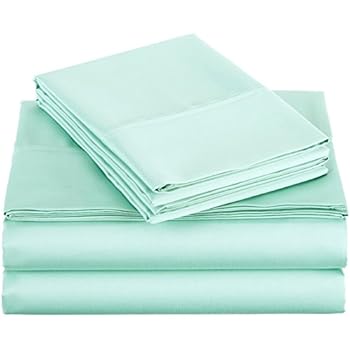 AmazonBasics 400 Thread Count Sheet Set, Twin, Seafoam Green