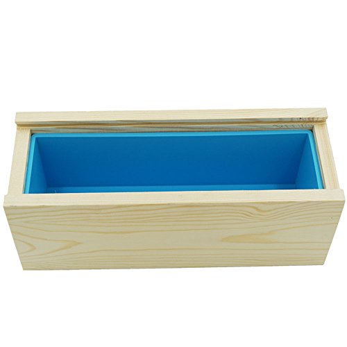 Bluemoona - Wooden Wood Silicone Liner Soap Cake Chocolate Jelly Ice Mold with a lid