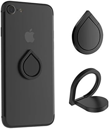 Finger Ring Stand, Lodoicea Mobile Cell Phone Holder Mount Ring Grip 360°Rotating Kickstand Anti Drop for All cellphone Tablet(Rain Black)