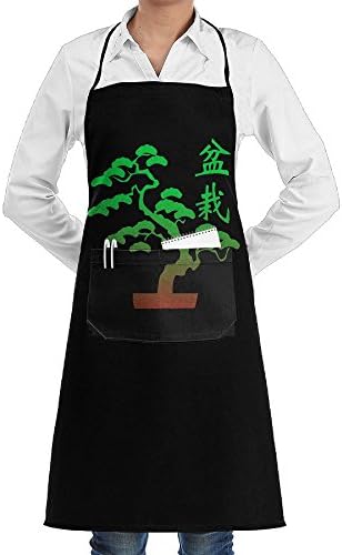 Bonsai Tree Japan Cooking Kitchen Aprons With Pockets Bib Apron For Cooking, Baking, Crafting, Gardening, BBQ