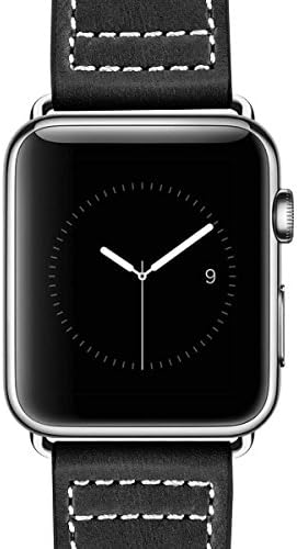 Apple Watch Band, LAKELI 42mm iWatch Band Strap Genuine Leather Replacement Band with Stainless Metal Clasp for Apple Watch Series 3 Series 2 Series 1 Sport Edition (Black)