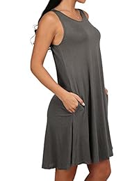 Alaroo - Vestido de verano sin mangas con bolsillo suelto, tallas S-XL