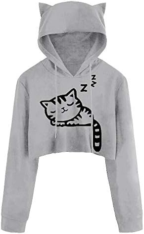 Eduavar Fashion Women Ladies Girls Cat Ear Long Sleeve Hoodie Sweatshirt Hooded Pullover Tops Blouse