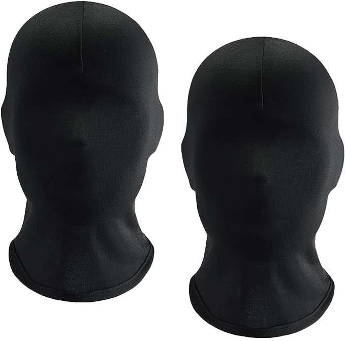 Yeesabella 2 PCS Halloween Black Face Mask Cover Spandex Full Head Faceless Morph Mask for Party Costume Adult