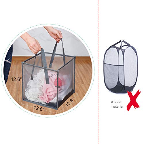HONOMA Laundry Hamper Bag with Handles, Portable &Collapsible Dirty Clothes Mesh Basket Foldable for Washing Storage, Kids Room,Dorm or Travel ... (Rose Red, Single-Layer)