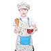 Jennice House Kids Apron and Chef Hat Set, Cute Children Baking Aprons with Adjustable Neck Strap and Pockets for Girls Boys Cooking Baking Painting Gardening in 2 Sizes (Blue Animals, Small)