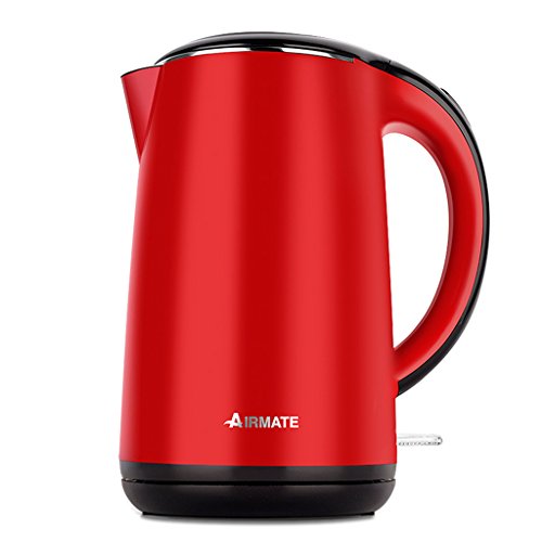 Household Electric Kettle Double Anti-hot 304 Stainless Steel Kettle Automatic Power Off Red 1800W 1.7L