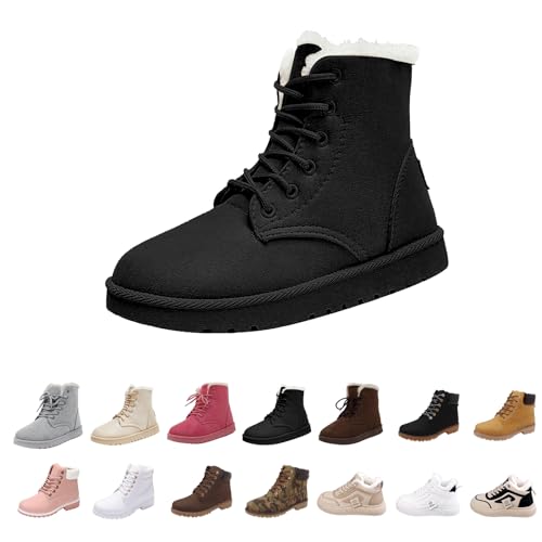 casual trainers for women Snow Boots Women Hiking High Performance Warm Boots Wide Fit Wedge Shoes Lace up Arch Support Running Trainers Thickening Orthopedic Shoes winter shoe for womens long Black 4