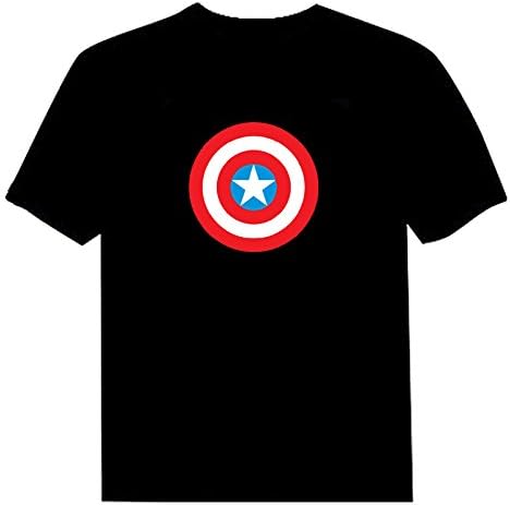 MARVEL Captain America LED Sound Activated Equalizer Shield TShirt -- Size L
