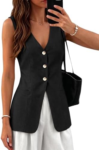 Mina Self Tweed Vest Tops For Women 2026 Summer Black Sleeveless