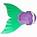 Zole Mermaid Swim Fin Adjustable Diving Monofin Swimming Foot Flipper Mono Swim Training For Kids Childrens (green with purple)