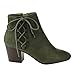 Soda FE51 Women's Side Lace Up Stacked Block Heel Ankle Booties
