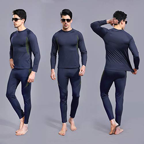MEETYOO Men's Thermal Underwear Set, Blue, Medium