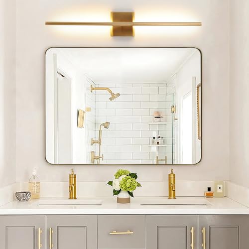 Wall Sconces Set of 2 Brushed Brass Gold LED Integrated 3000k 12W Wall Light Modern Metal Sconces Wall Lighting with Metal Linear Rod Luminaire Mural Indoor Wall Lamp for Bedroom Living Room