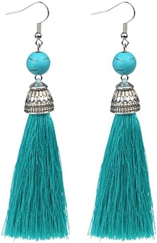Earings Women Fashion Vintage Fringe Tassel Earrings Luxury White Long Earring Dangle Drop Earrings Women Turquoise